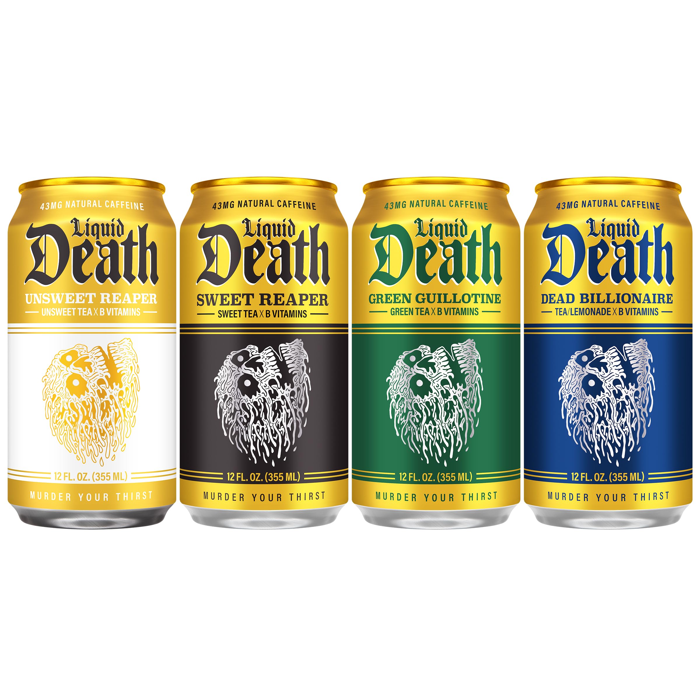 Liquid Death primer plano del té resaltando color y claridad