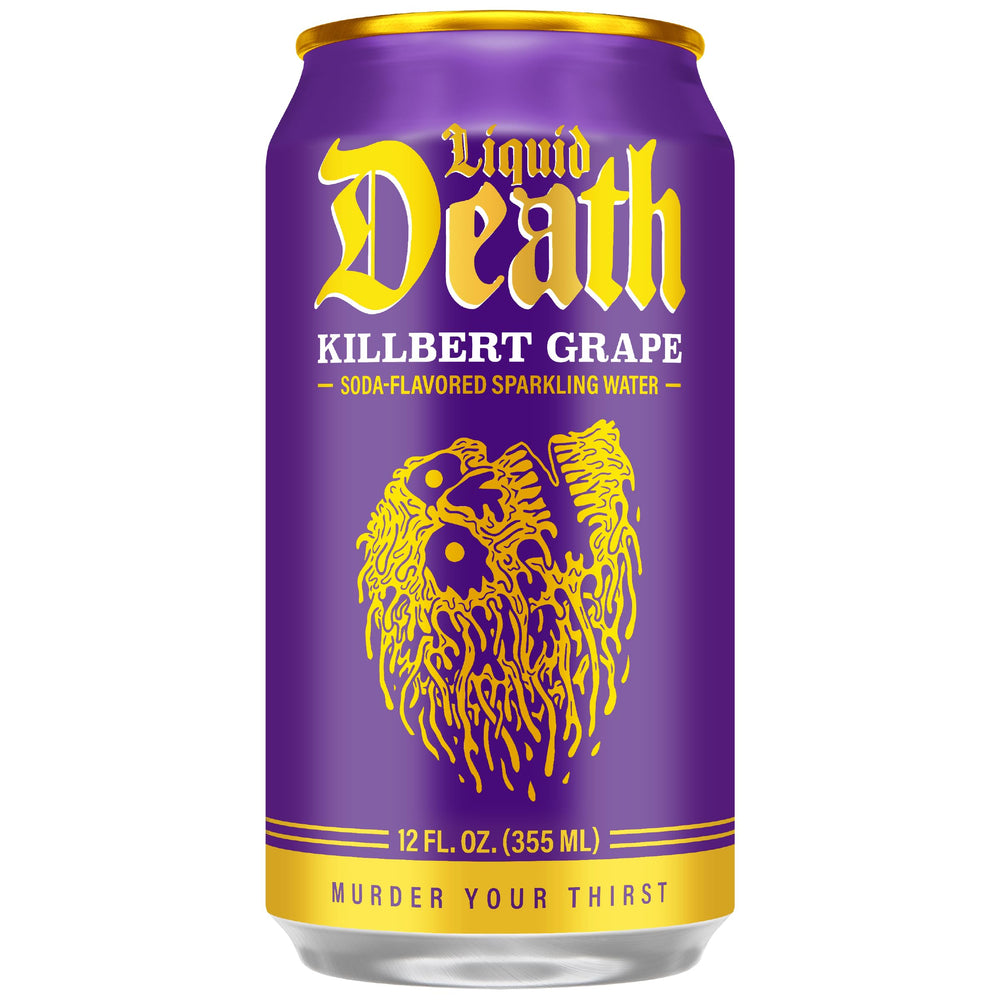 Liquid Death primer plano de burbujas resaltando efervescencia y frescura