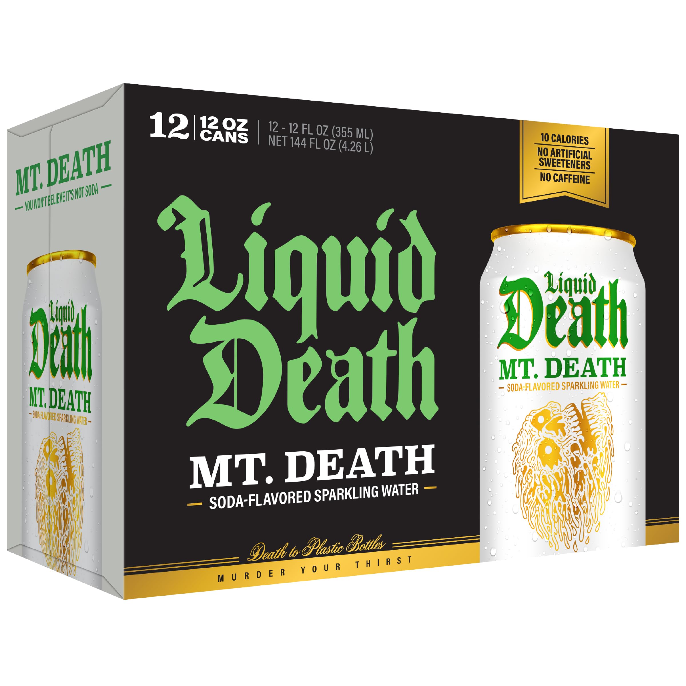 Liquid Death etiqueta con certificación kosher e información nutricional visible