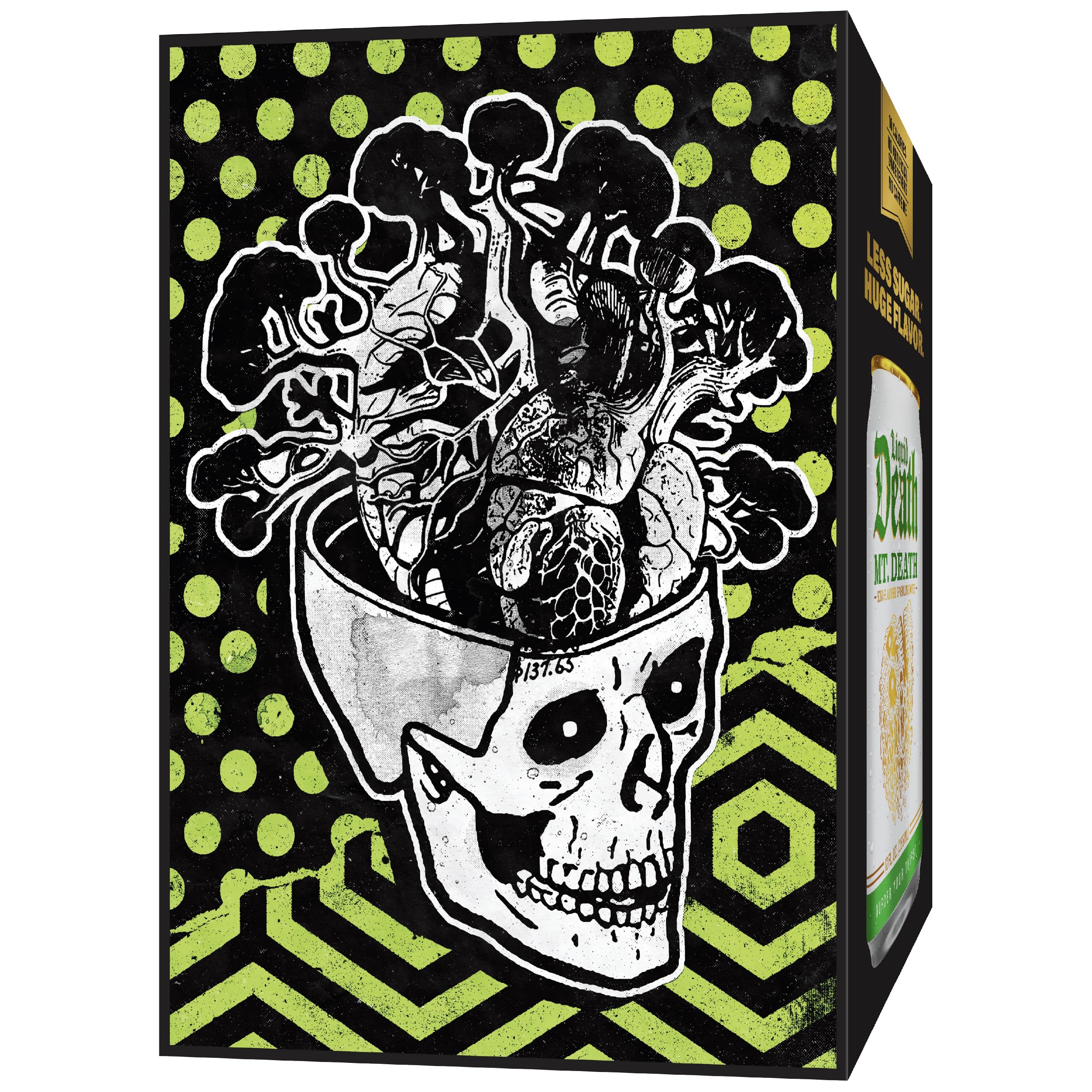 Liquid Death latas en una mesa de fiesta resaltando reciclabilidad y conveniencia