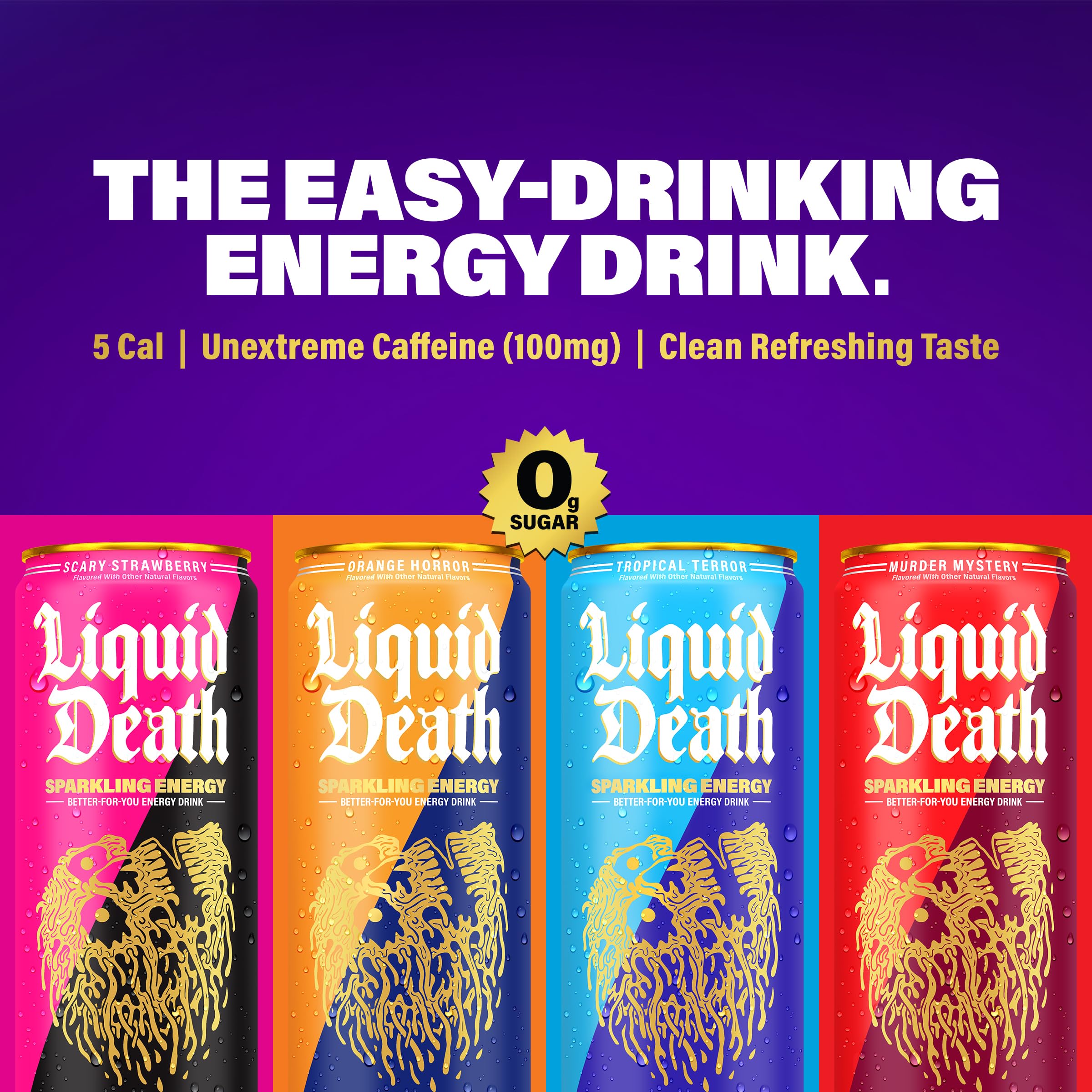 Twelve-pack of Liquid Death cans displayed for scale and repeatable energy supply