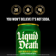 Liquid Death detalle de etiqueta con certificación kosher y beneficios