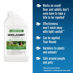 Liquid Fence etiqueta con instrucciones claras y ventajas