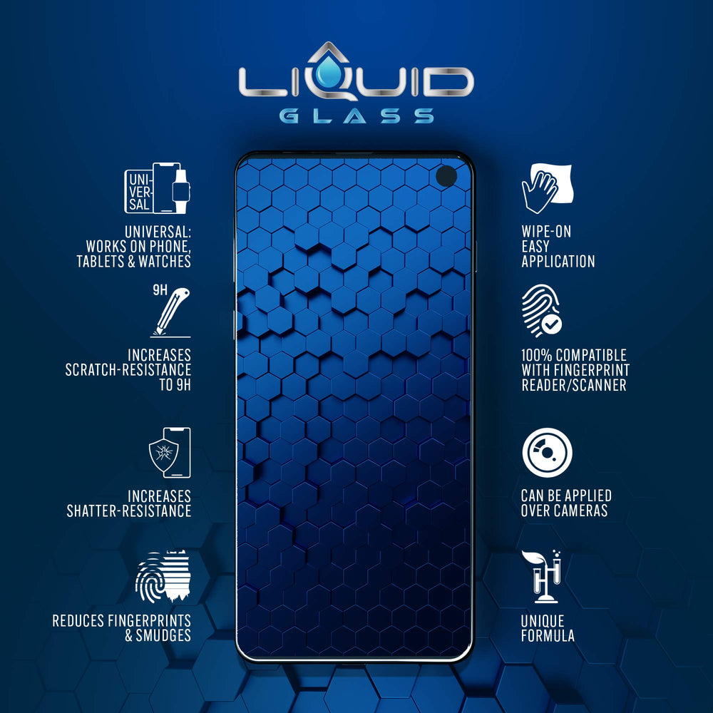 LIQUID GLASS etiqueta con ingredientes y beneficios de protección