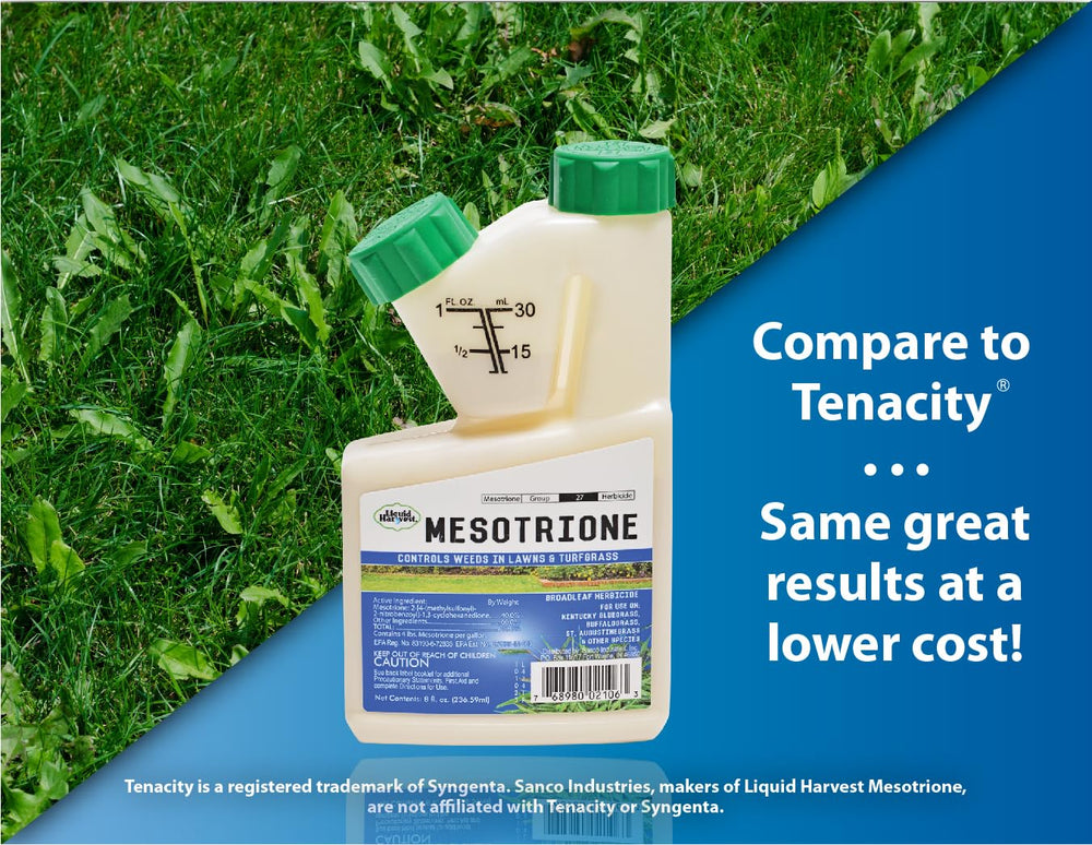 Aplicación de Liquid Harvest Mesotrione sobre césped saludable