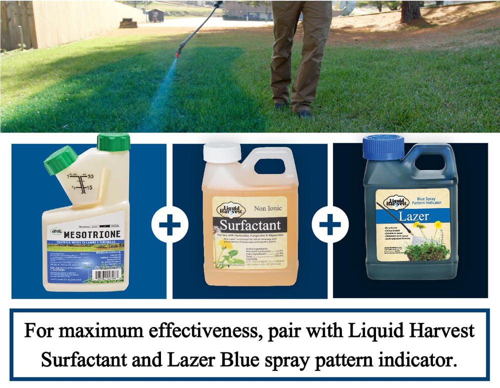 Profesional aplicando Liquid Harvest desde una carretilla en parque