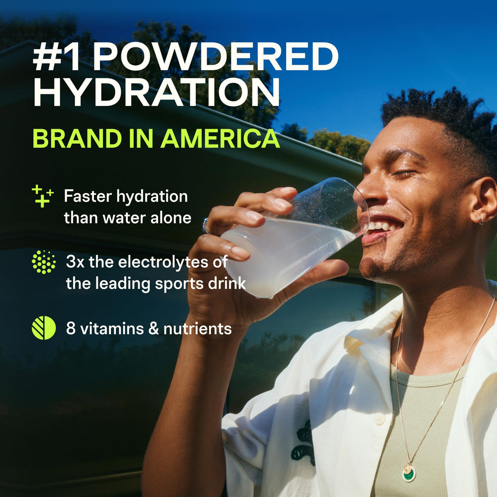 Liquid I.V. polvo textura en primer plano, disolución rápida