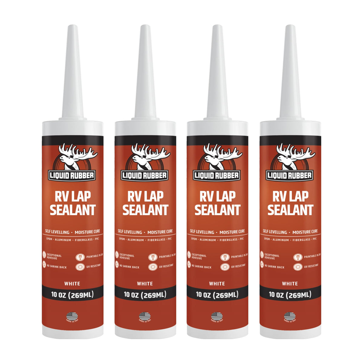 Liquid Rubber envase frontal mostrando el pack de 4 tubos y etiqueta clara