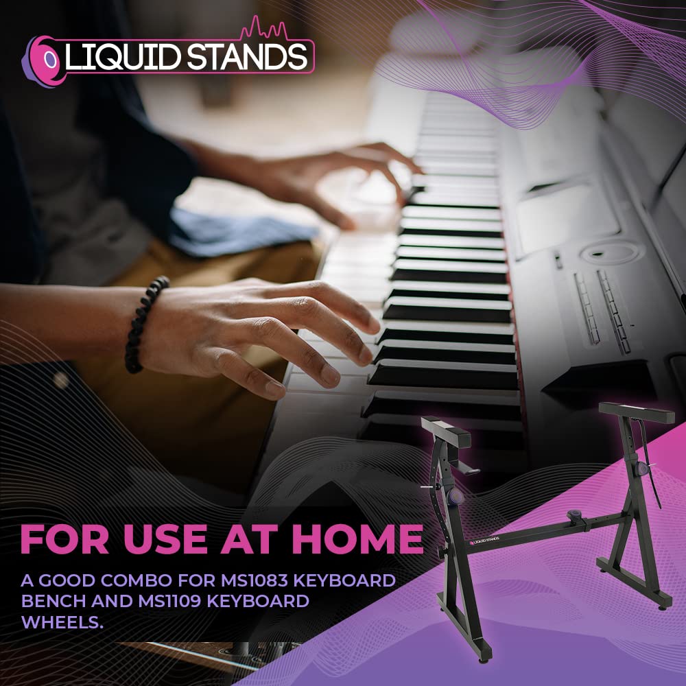 Liquid Stands en uso sobre escenario enfatizando robustez y aspecto profesional