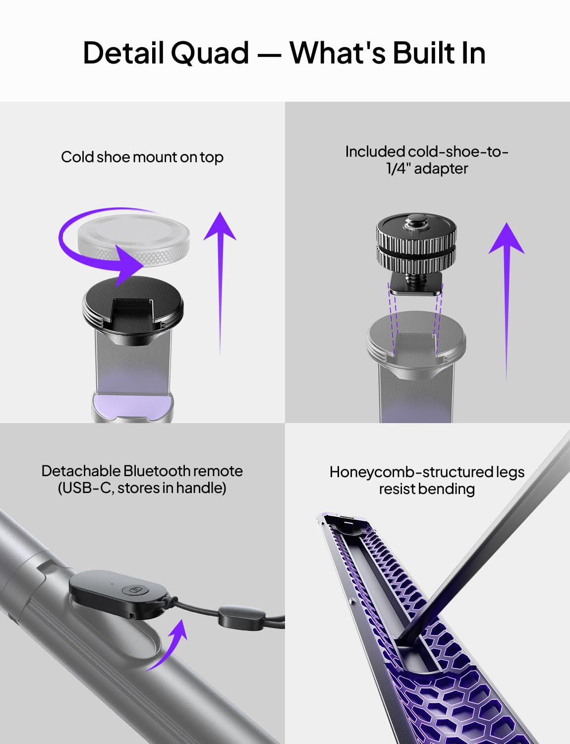 LISEN adaptador 1/4"-20 conectado para cámaras de acción y accesorios