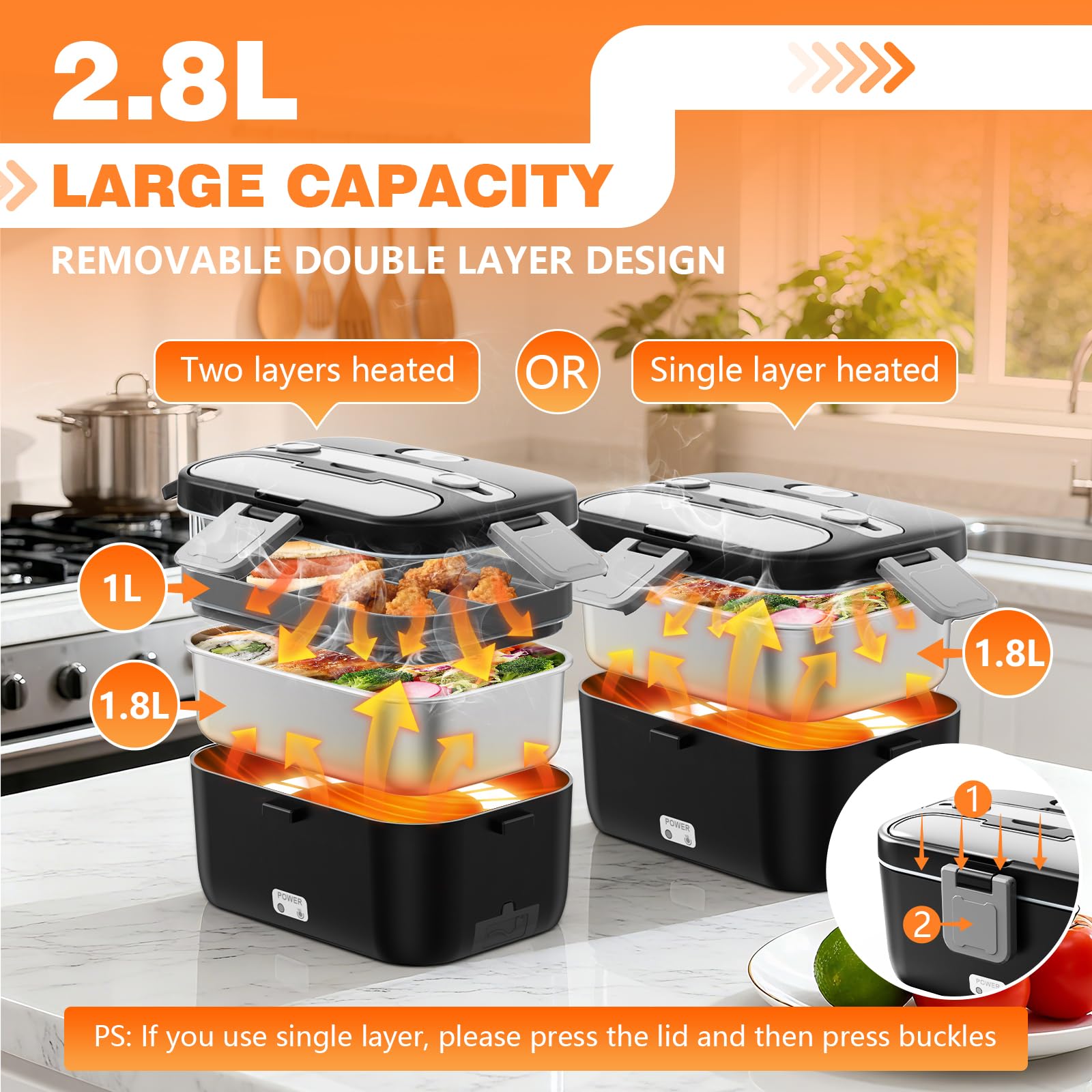 LISHZEN doble capa abierta mostrando recipientes separados y ordenados