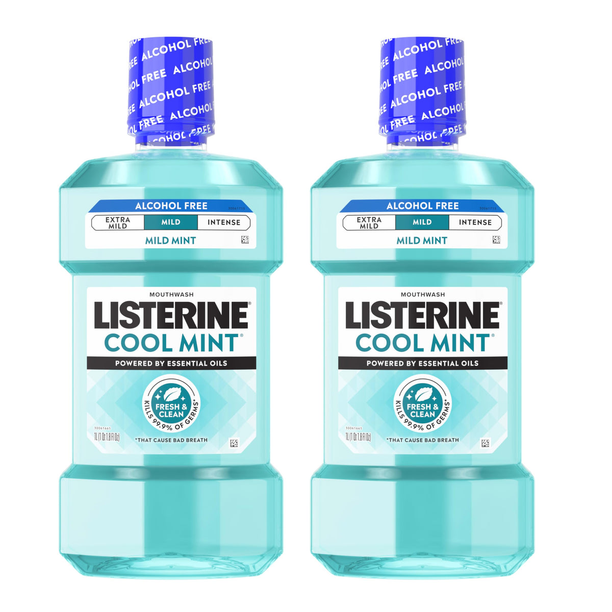 Listerine frasco frontal mostrando el envase y volumen para uso prolongado