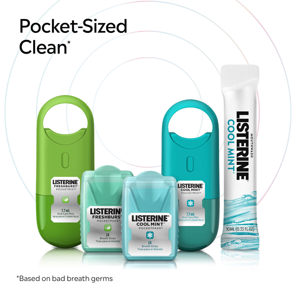 Paquete triple Listerine mostrando los tres estuches incluidos