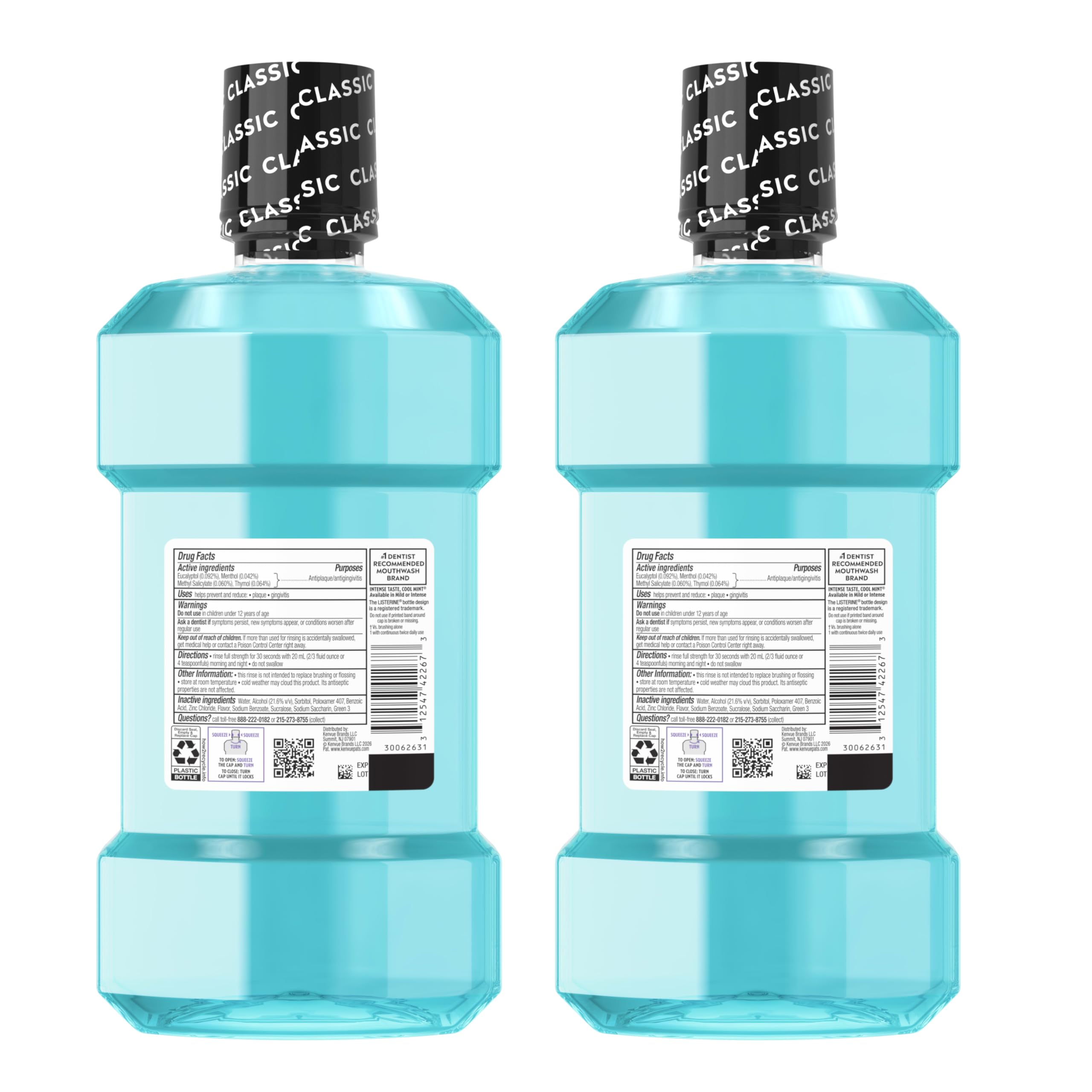 Empaque Listerine Ultraclean cerca destacando información del producto