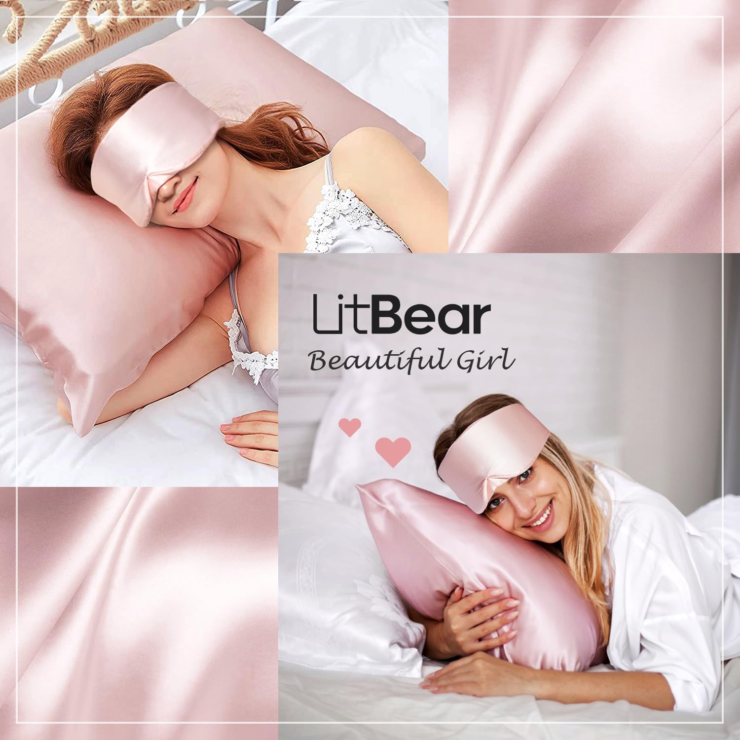 LitBear máscara en uso por persona durmiendo de lado, confort visible