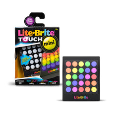 Lite Brite vista frontal con botones iluminados, muestra colores vibrantes
