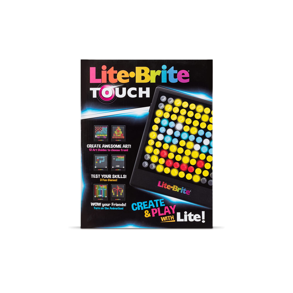 Lite Brite junto a una regla mostrando tamaño compacto y manejo cómodo