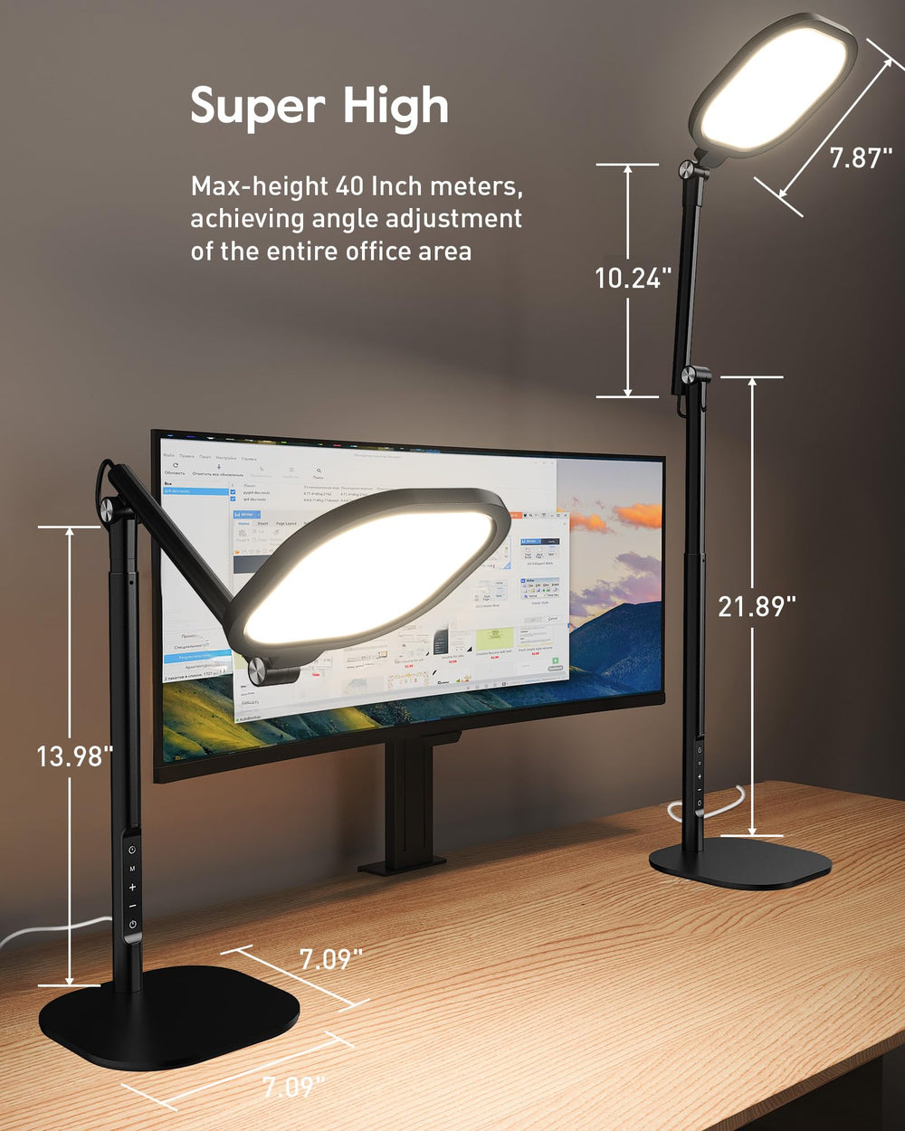 LitONES colocada detrás de varios monitores mejorando visibilidad en oficina