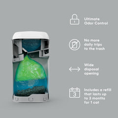 Litter Genie detalle del acabado en acero inoxidable que resalta durabilidad y estética moderna