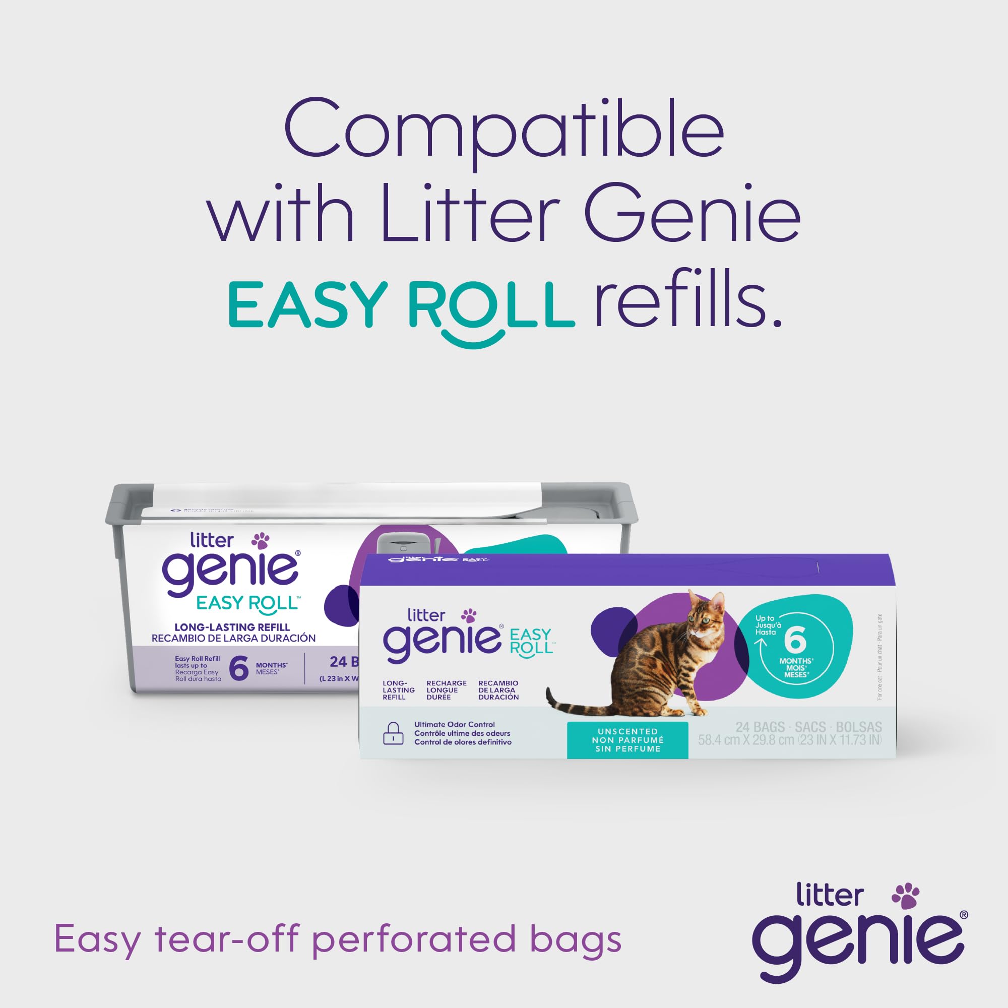 Litter Genie pail colocado en una cocina moderna ilustrando integración decorativa y funcionalidad