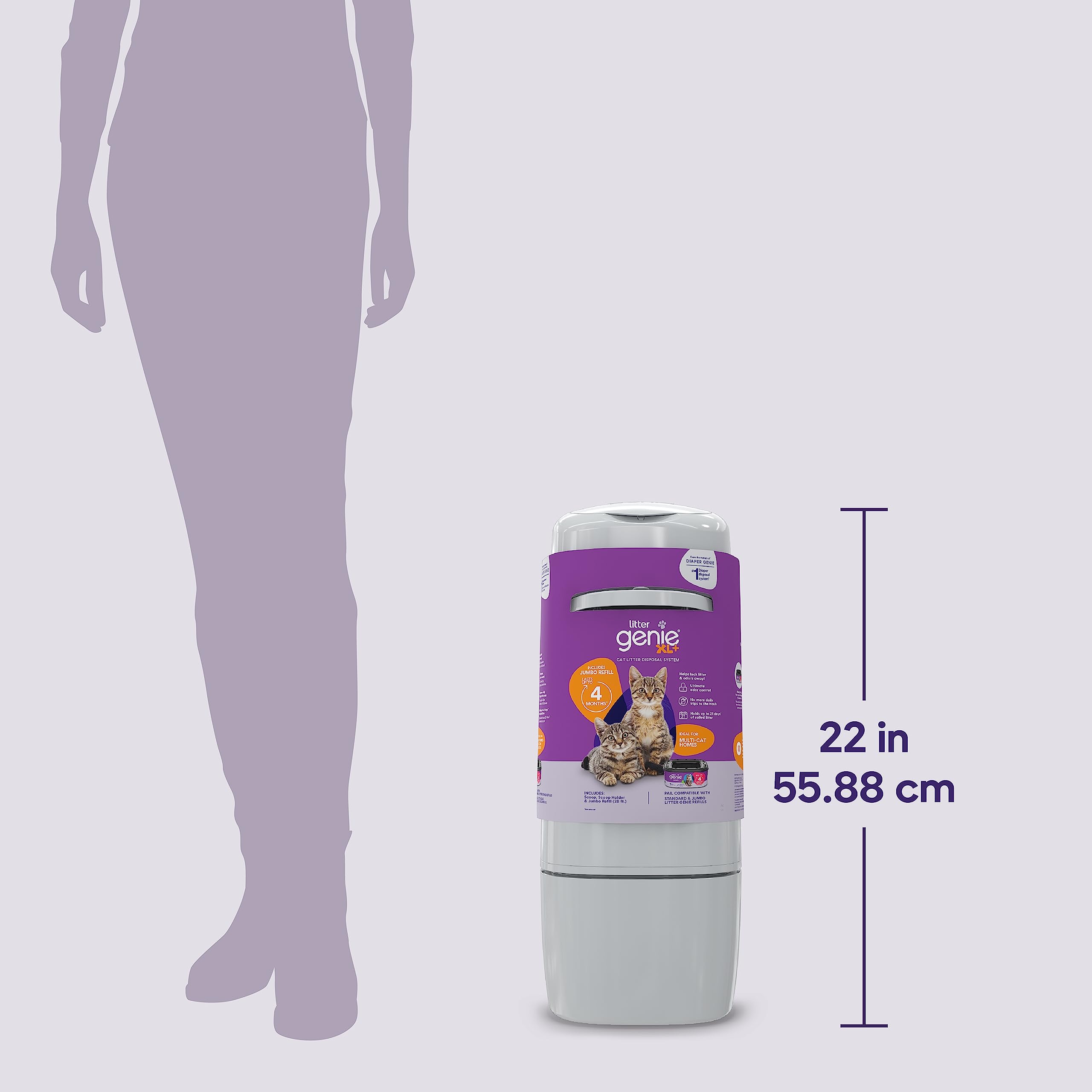 Litter Genie tapa abierta mostrando el mecanismo interior y facilidad de uso