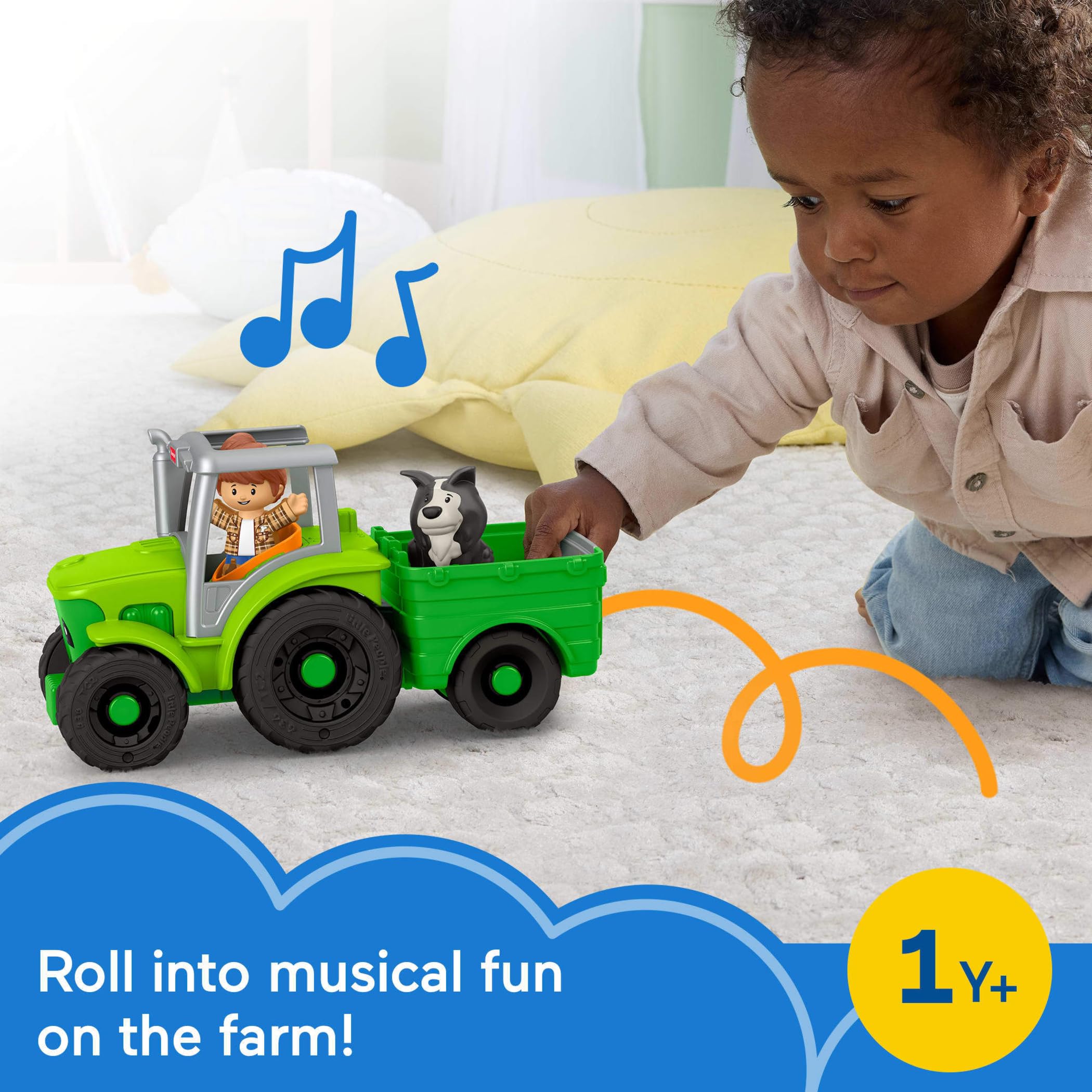Little People tractor detalle de textura y botones que activan canciones y sonidos