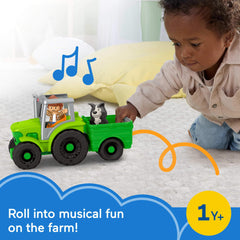 Little People tractor detalle de textura y botones que activan canciones y sonidos