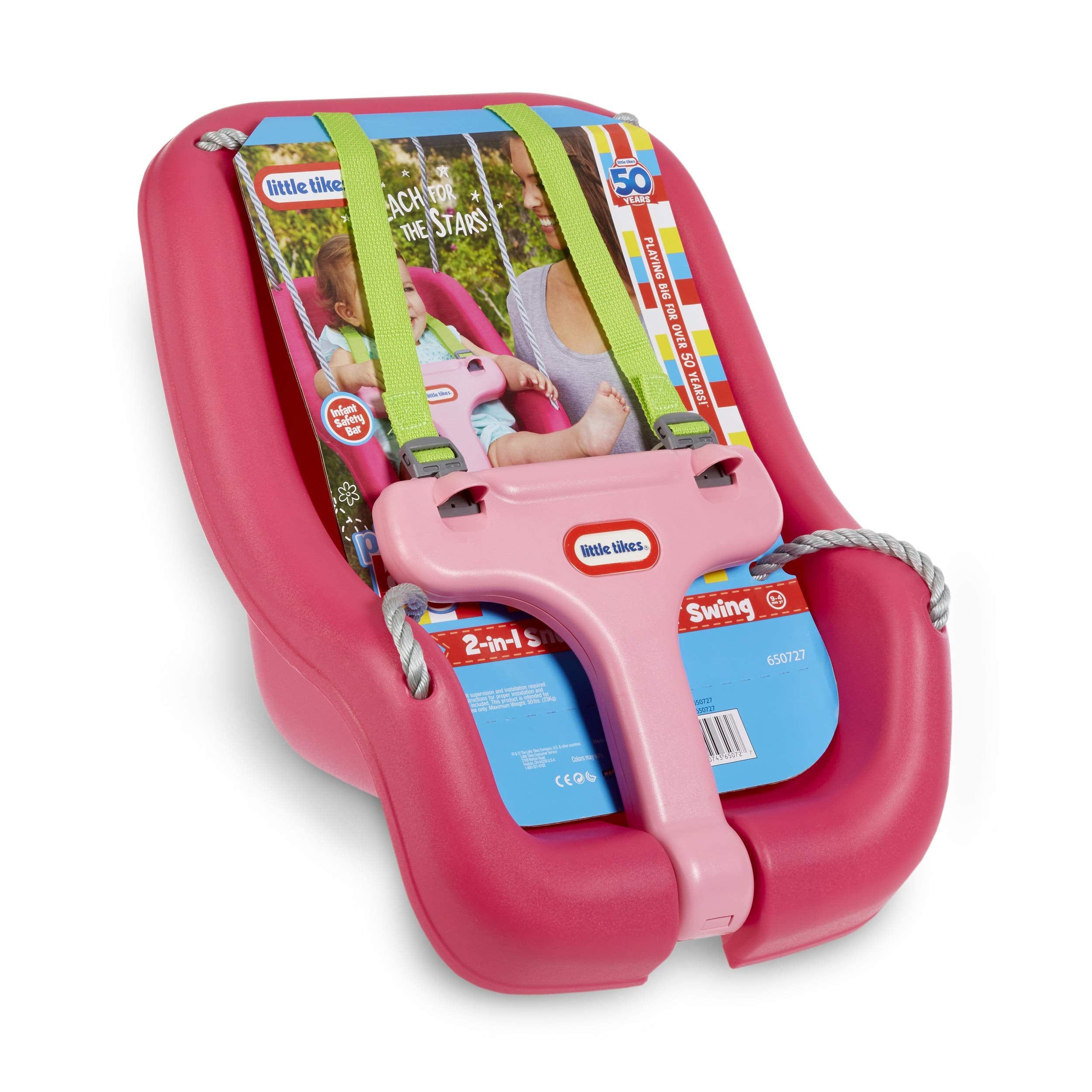 Little Tikes comparación de tamaño con etiqueta 50 lbs para uso prolongado