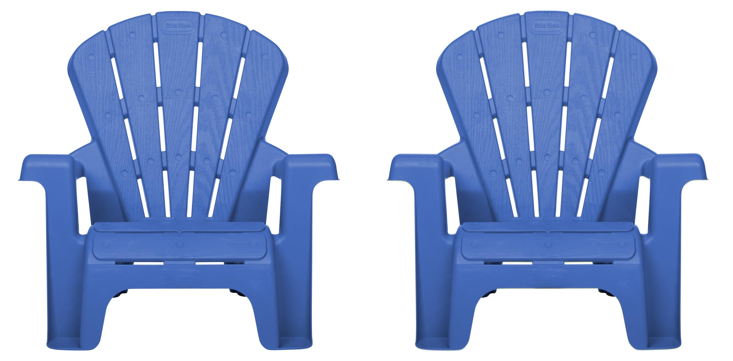 Little Tikes silla frontal azul mostrando diseño apilable y confort