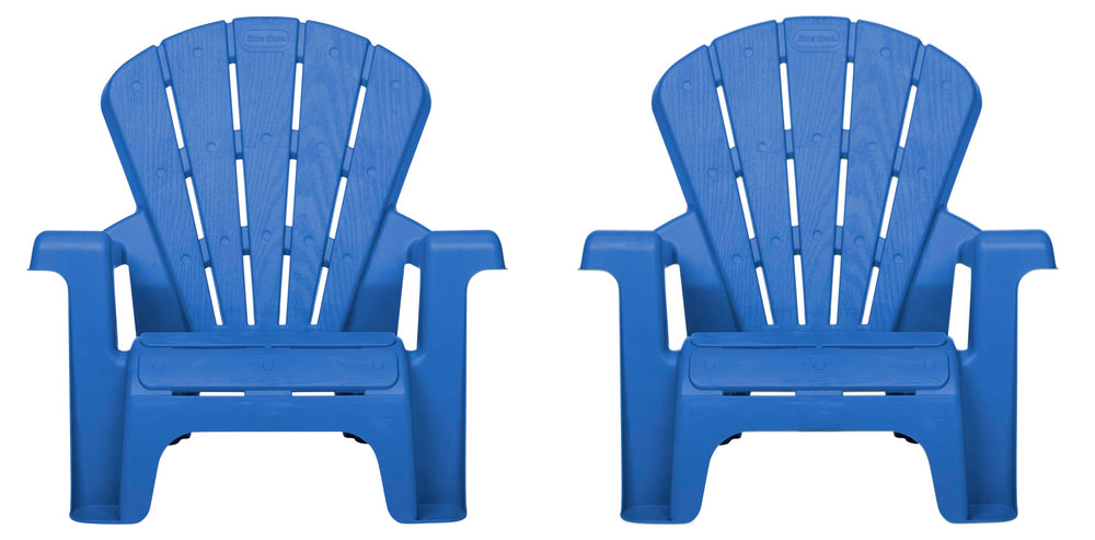 Little Tikes silla frontal azul mostrando diseño apilable y confort