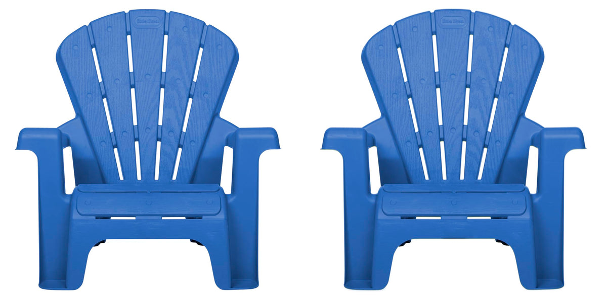 Little Tikes silla frontal azul mostrando diseño apilable y confort