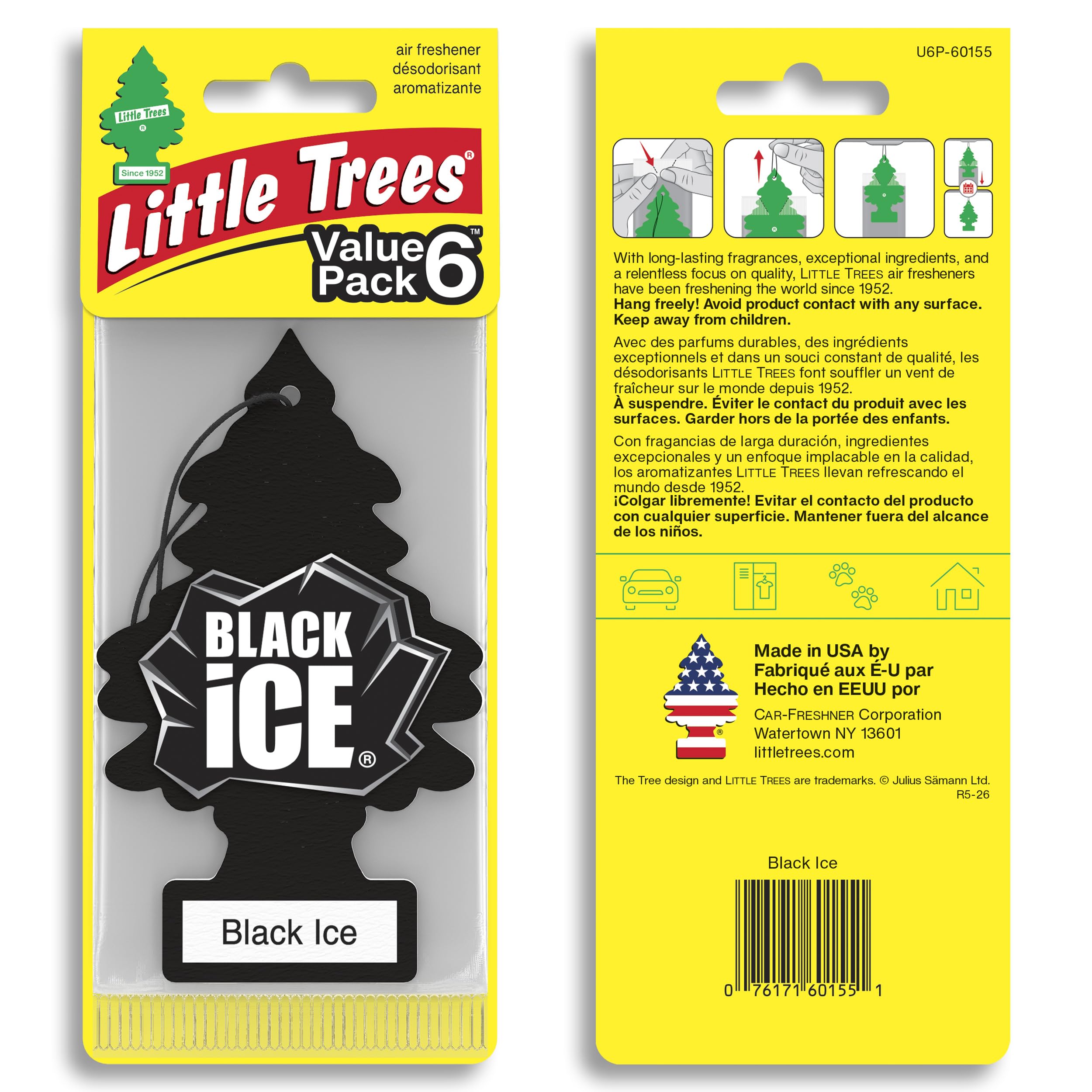 LITTLE TREES paquete de 24 ambientadores Black Ice para larga duración
