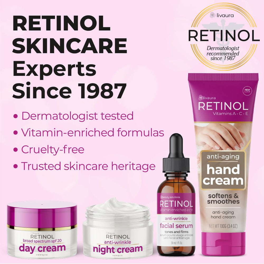 Retinol LIVAURA comparación conceptual antes y después de uso regular