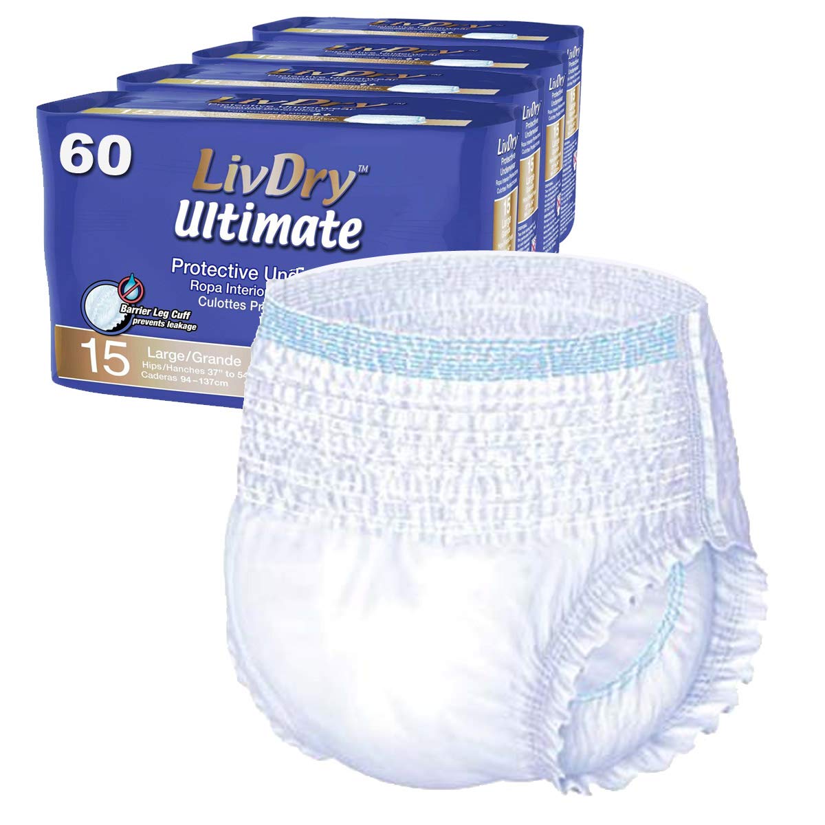 LivDry paquete frontal mostrando el diseño y beneficios absorbentes