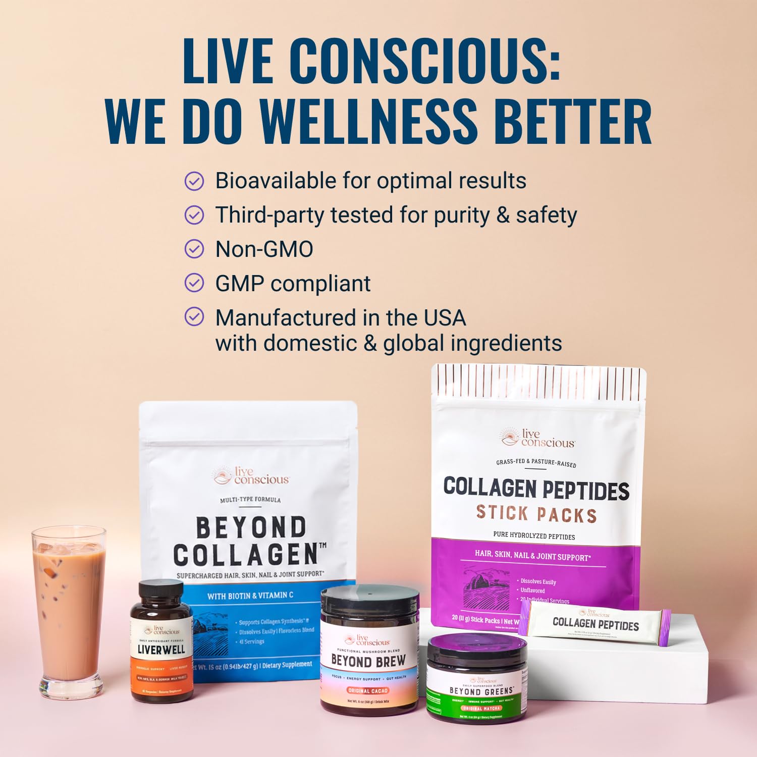 Live Conscious ingredientes clave (cardo mariano, NAC) resaltados