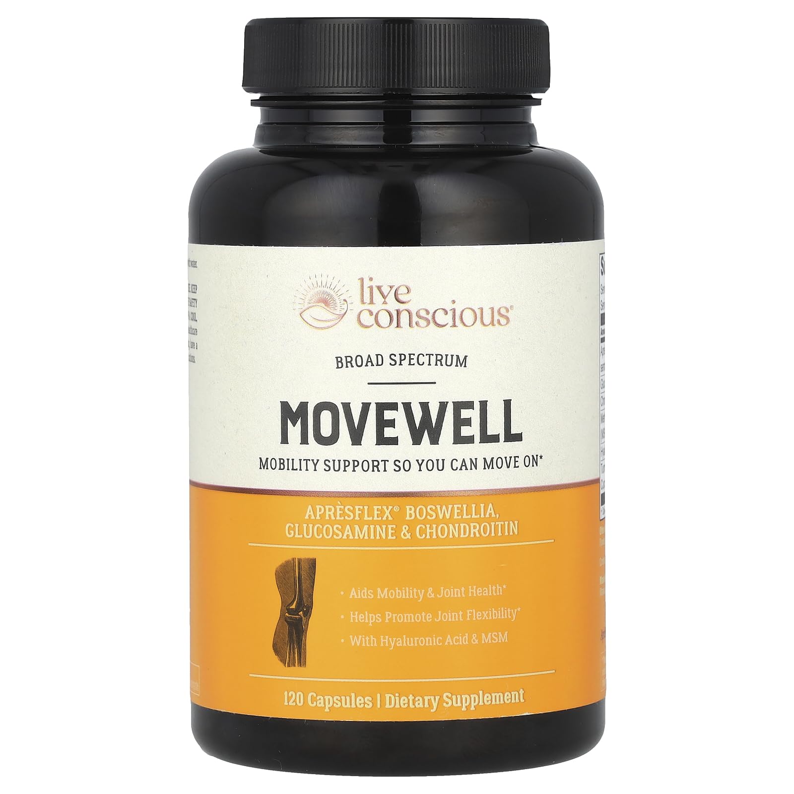 Live Conscious MoveWell envase frontal mostrando etiqueta clara y beneficios