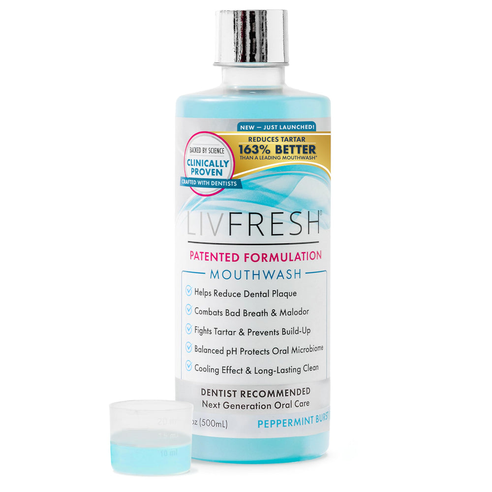 LIVFRESH frontal del envase mostrando el sello clínico y tamaño práctico