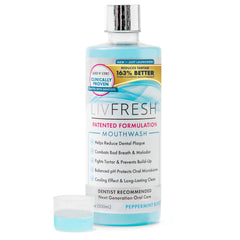 LIVFRESH frontal del envase mostrando el sello clínico y tamaño práctico