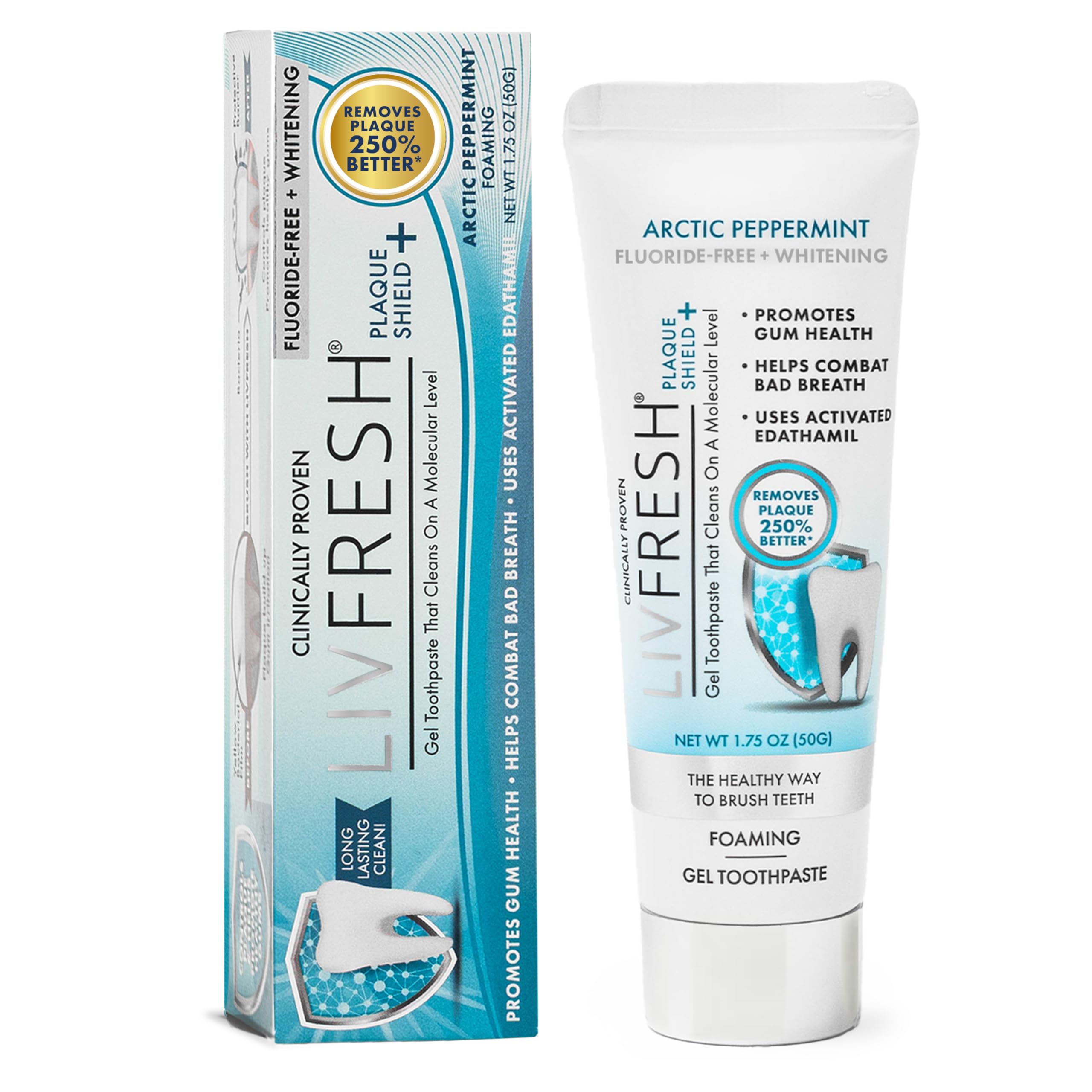 LIVFRESH envase frontal mostrando Arctic Peppermint y beneficios frescura