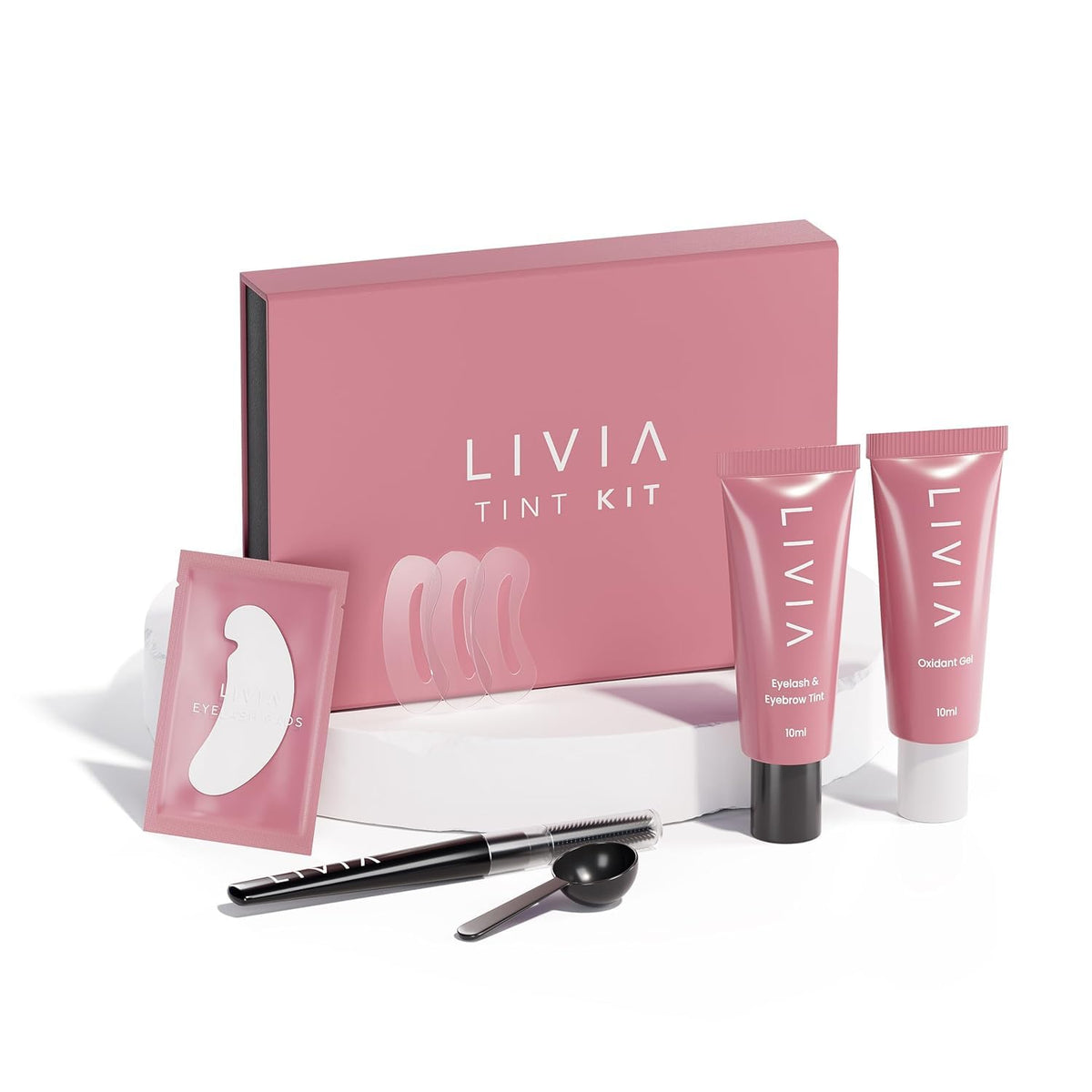 LIVIA frente del packaging mostrando el kit y beneficio de uso casero