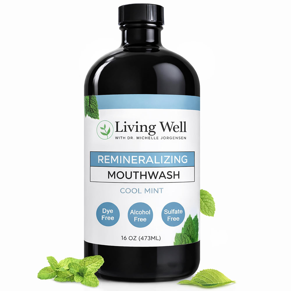 Living Well con Dr. Michelle frente del envase que muestra la etiqueta y beneficios