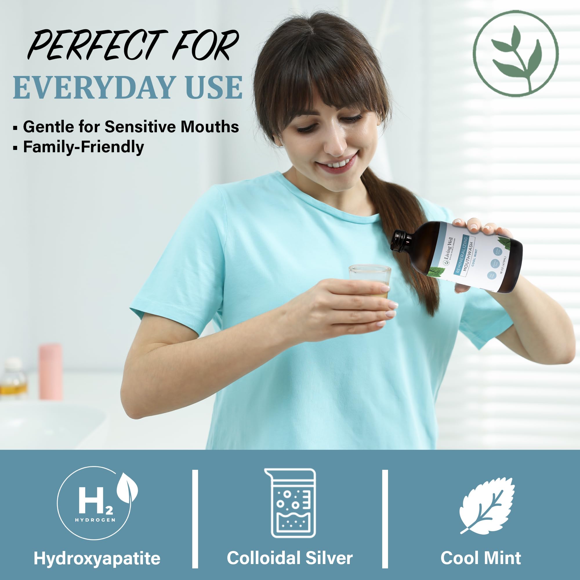Living Well empaque abierto con lista de ingredientes naturales y aspecto limpio