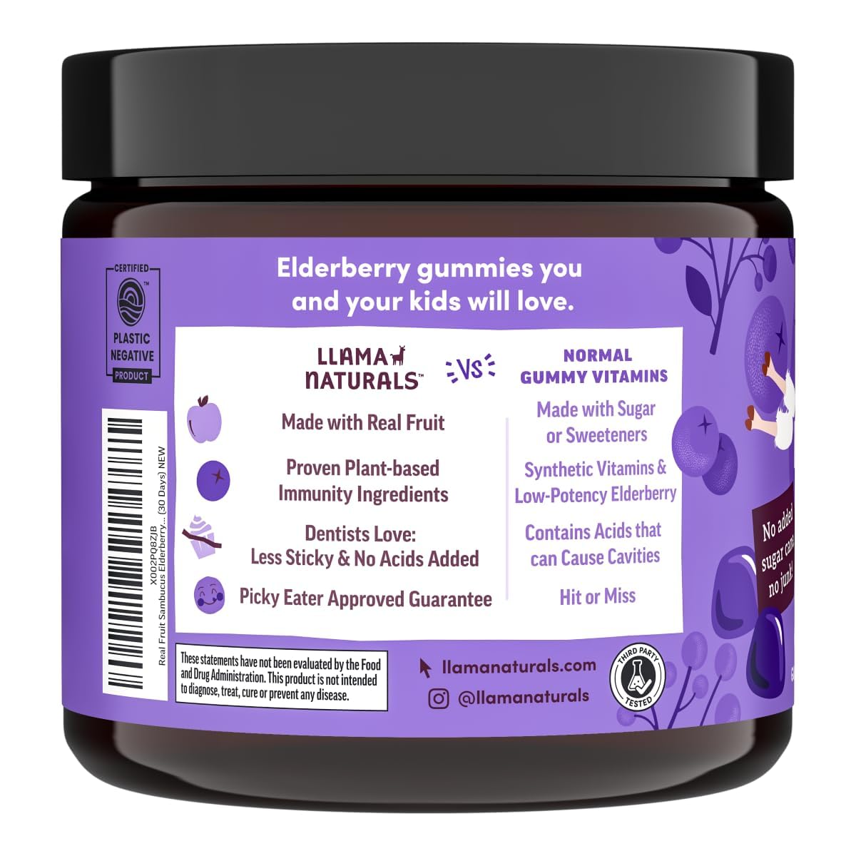 Llama Naturals etiqueta nutricional destacando ingredientes orgánicos