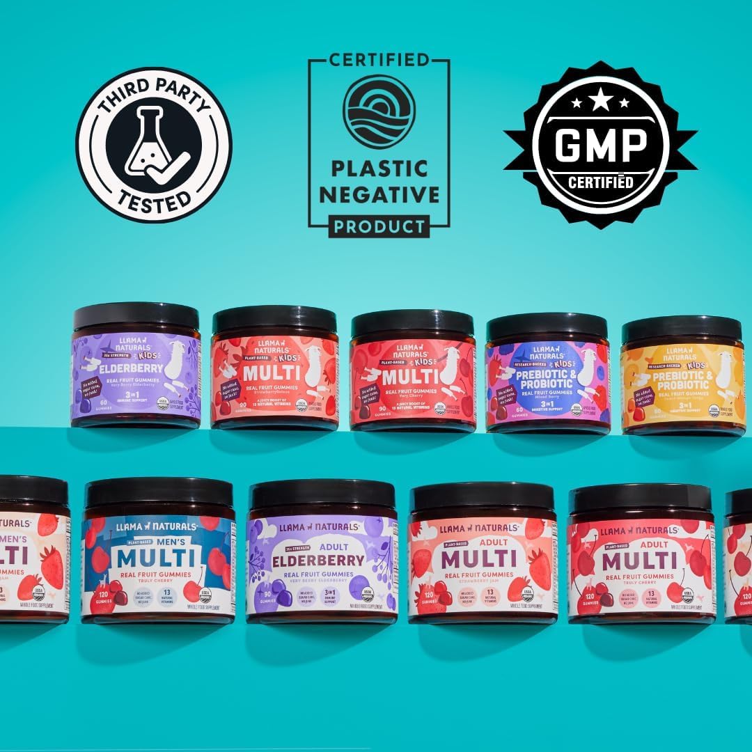Llama Naturals etiqueta nutricional legible con información de vitaminas clave