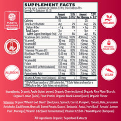 Llama Naturals frutas y verduras reales que ilustran ingredientes integrales