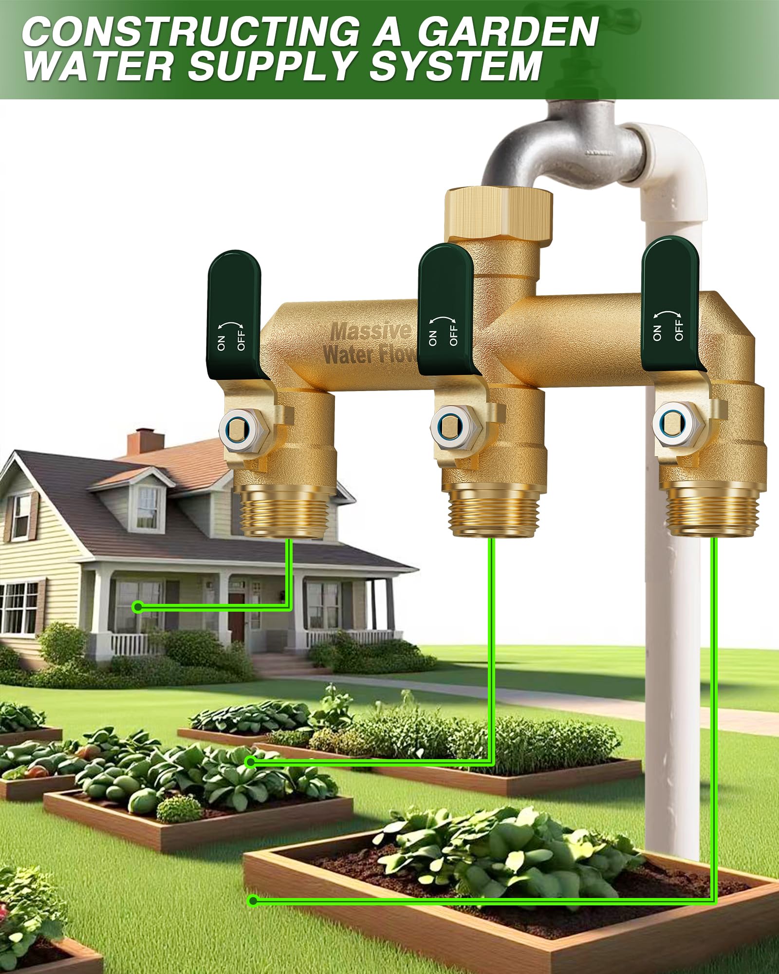 LNEZCDB lifestyle shot in garden watering plants to show multi-hose convenience and efficiency
