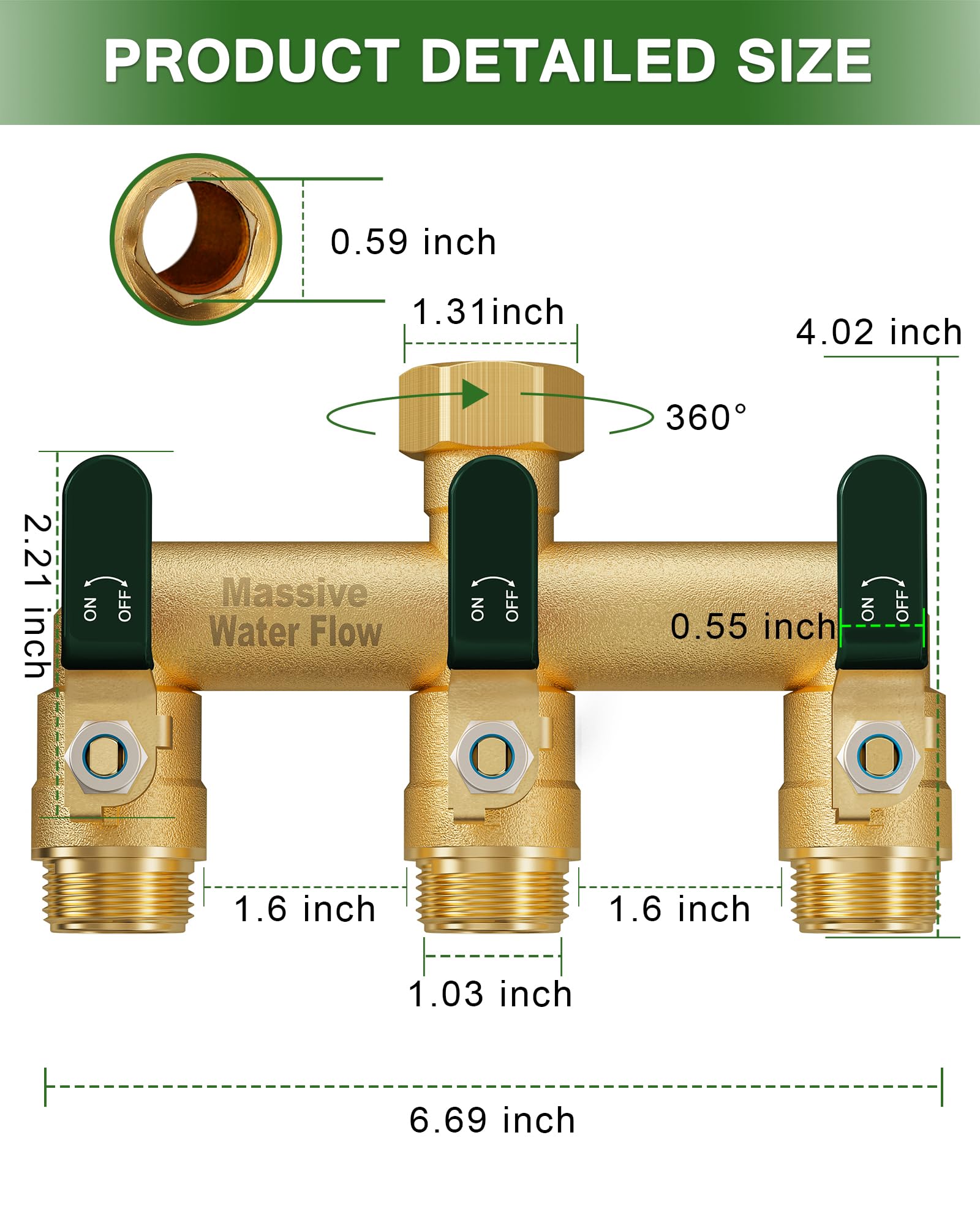 LNEZCDB close-up of ball valve assembly showing solid brass construction and reliable flow