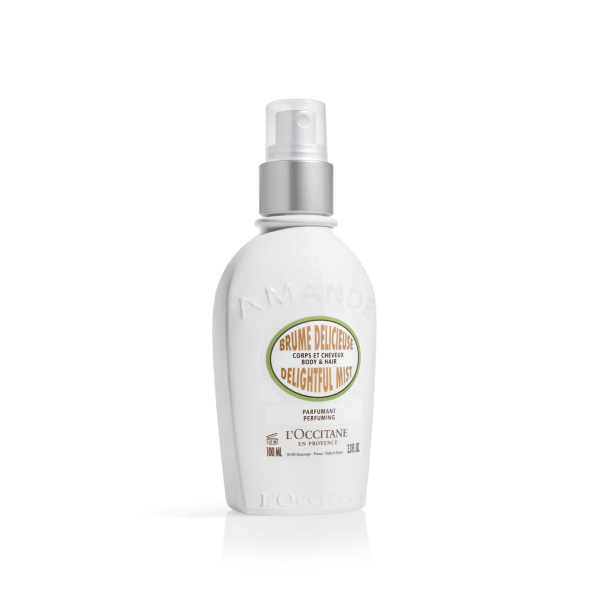 L'OCCITANE frasco frontal mostrando diseño elegante y tamaño práctico