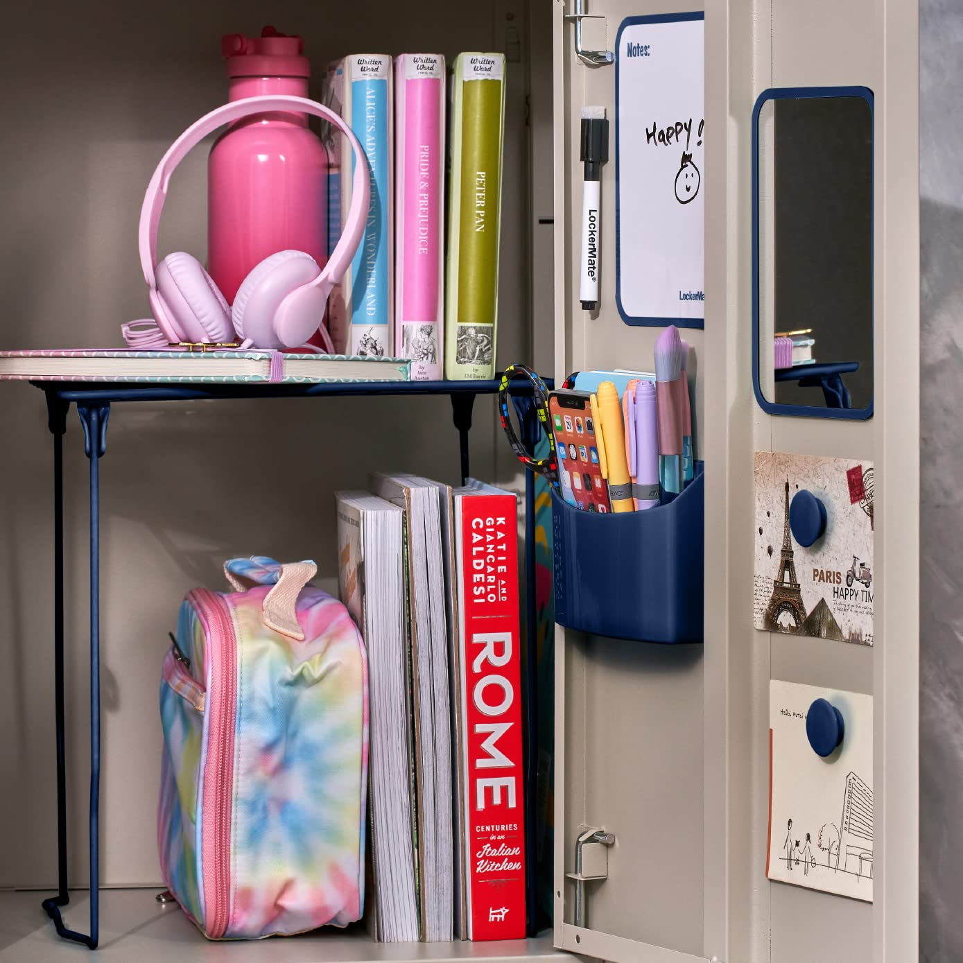 LockerMate detalle de imanes y accesorios demostrando fijación segura y versatilidad