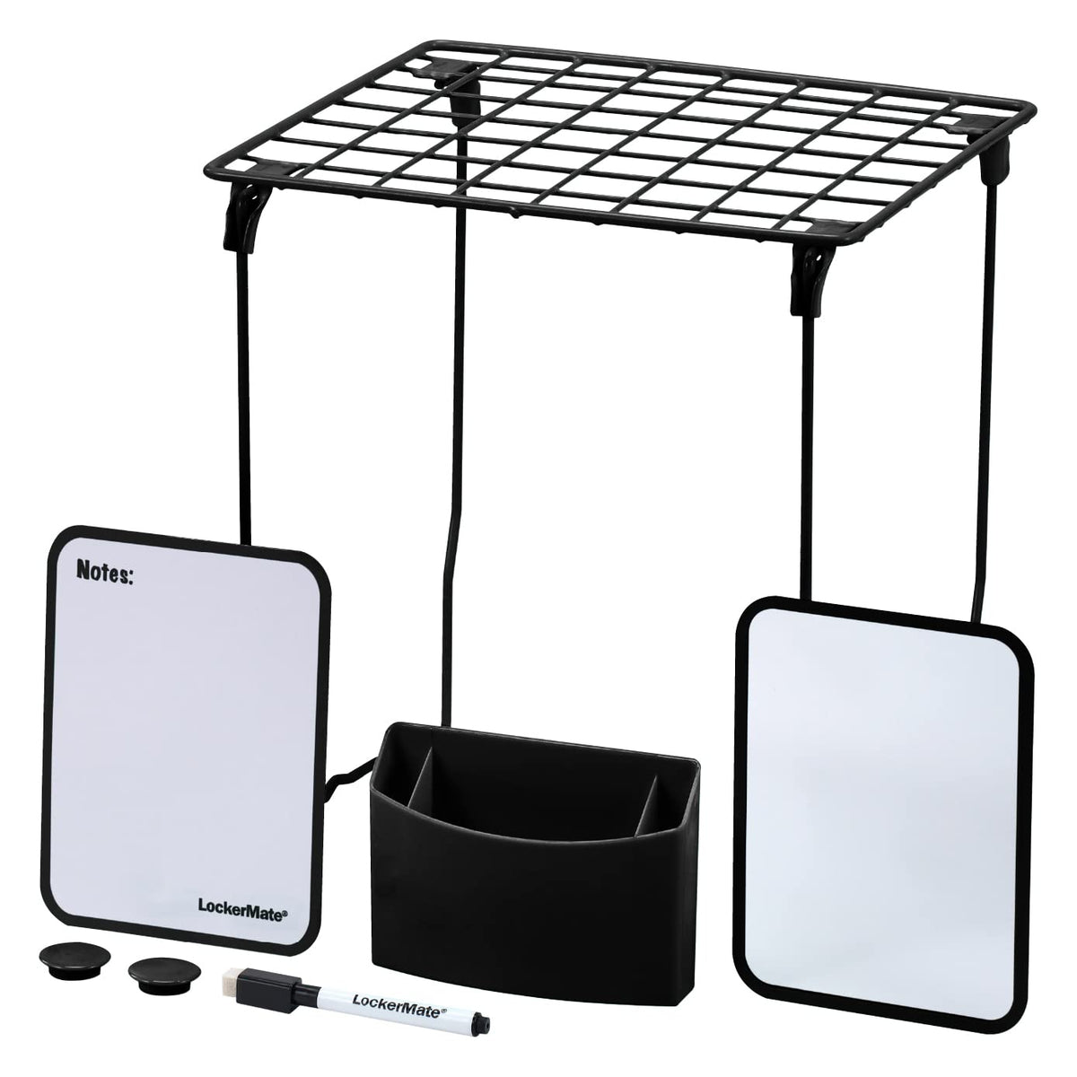 LockerMate estante frontal mostrando organización y ahorro de espacio
